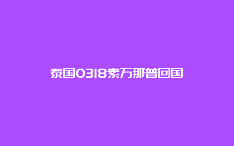 泰国0318素万那普回国