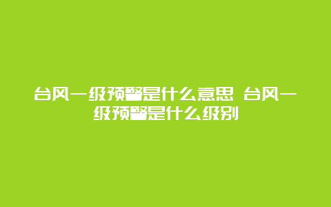 台风一级预警是什么意思 台风一级预警是什么级别