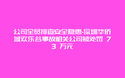 公司全员排查安全隐患-深圳华侨城欢乐谷事故相关公司被处罚 73 万元