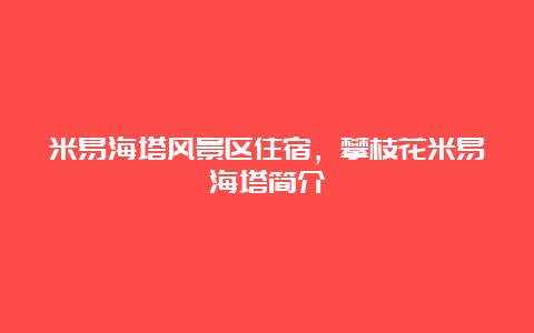 米易海塔风景区住宿，攀枝花米易海塔简介