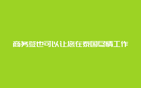 商务签也可以让您在泰国尽情工作