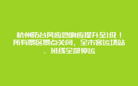 杭州防台风应急响应提升至I级！所有景区景点关闭，全市客运场站、班线全部停运