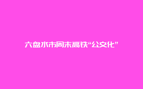 六盘水市周末高铁“公交化”