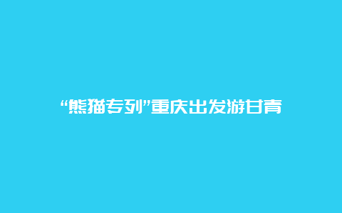 “熊猫专列”重庆出发游甘青