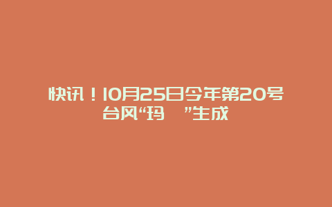 快讯！10月25日今年第20号台风“玛瑙”生成