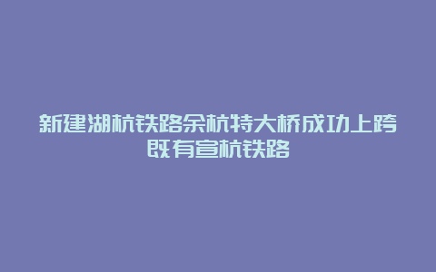 新建湖杭铁路余杭特大桥成功上跨既有宣杭铁路