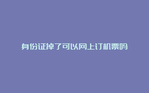 身份证掉了可以网上订机票吗