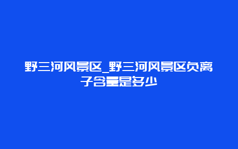 野三河风景区_野三河风景区负离子含量是多少