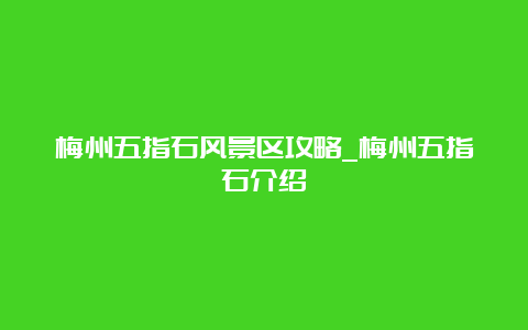 梅州五指石风景区攻略_梅州五指石介绍