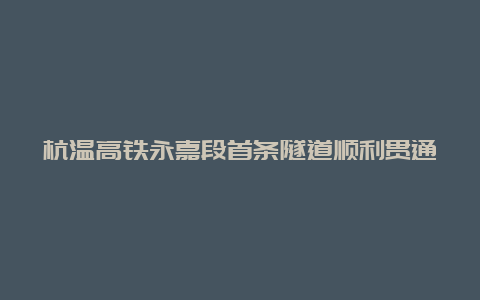 杭温高铁永嘉段首条隧道顺利贯通