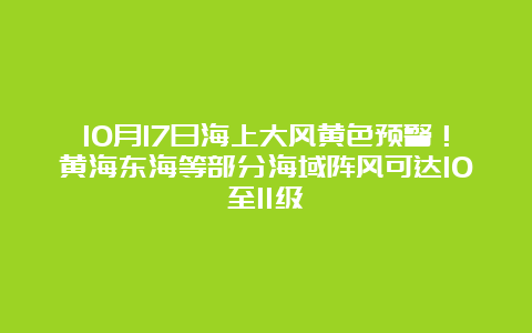 10月17日海上大风黄色预警！黄海东海等部分海域阵风可达10至11级