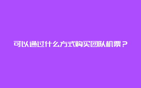 可以通过什么方式购买团队机票？