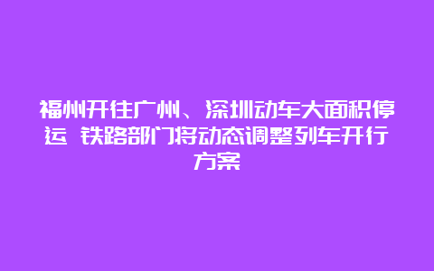 福州开往广州、深圳动车大面积停运 铁路部门将动态调整列车开行方案