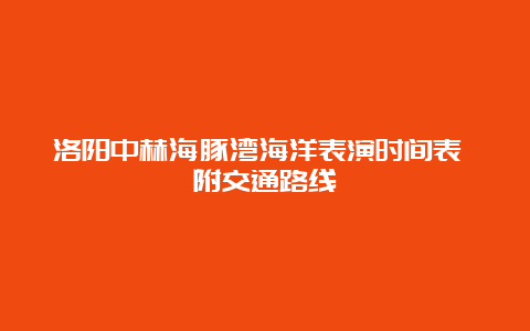 洛阳中赫海豚湾海洋表演时间表 附交通路线