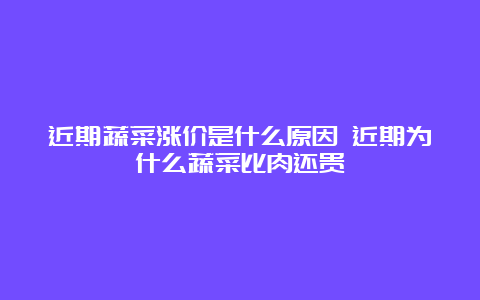 近期蔬菜涨价是什么原因 近期为什么蔬菜比肉还贵