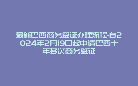 最新巴西商务签证办理流程-自2024年2月19日起申请巴西十年多次商务签证