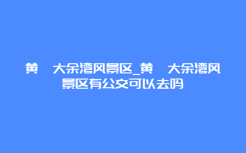 黄陂大余湾风景区_黄陂大余湾风景区有公交可以去吗