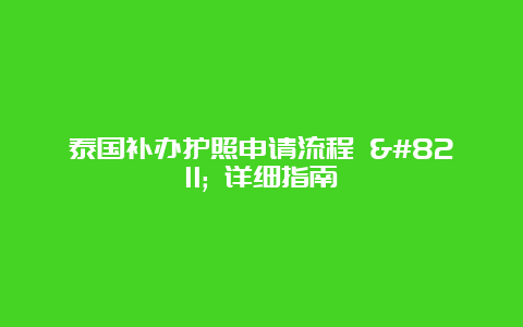 泰国补办护照申请流程 – 详细指南