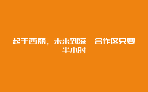 起于西丽，未来到深汕合作区只要半小时