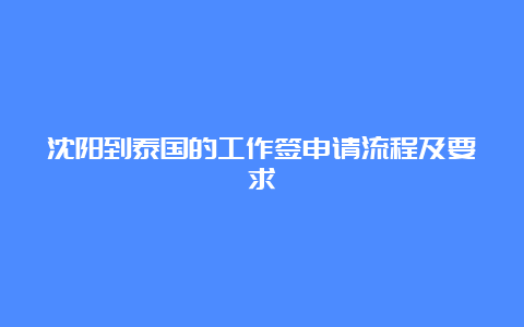 沈阳到泰国的工作签申请流程及要求