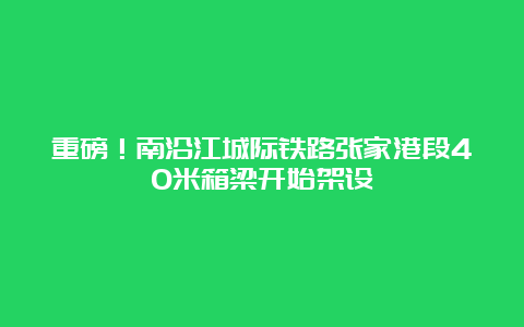 重磅！南沿江城际铁路张家港段40米箱梁开始架设