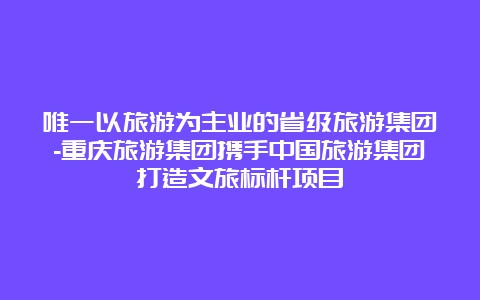 唯一以旅游为主业的省级旅游集团-重庆旅游集团携手中国旅游集团打造文旅标杆项目