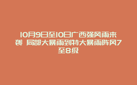 10月9日至10日广西强风雨来袭 局部大暴雨到特大暴雨阵风7至8级