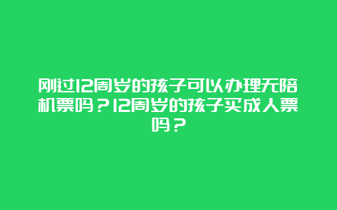 刚过12周岁的孩子可以办理无陪机票吗？12周岁的孩子买成人票吗？