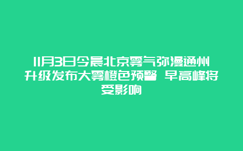 11月3日今晨北京雾气弥漫通州升级发布大雾橙色预警 早高峰将受影响