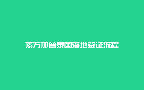 素万那普泰国落地签证流程