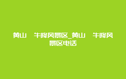 黄山牯牛降风景区_黄山牯牛降风景区电话