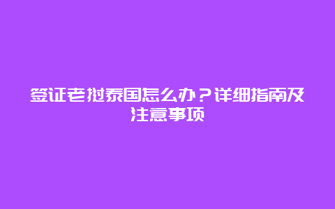 签证老挝泰国怎么办？详细指南及注意事项