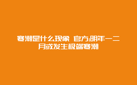 寒潮是什么现象 官方:明年一二月或发生极端寒潮