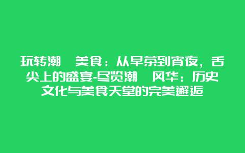 玩转潮汕美食：从早茶到宵夜，舌尖上的盛宴-尽览潮汕风华：历史文化与美食天堂的完美邂逅