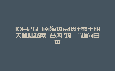 10月26日南海热带低压或于明天登陆越南 台风“玛瑙”趋向日本