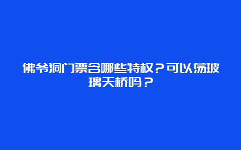 佛爷洞门票含哪些特权？可以荡玻璃天桥吗？