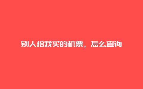 别人给我买的机票，怎么查询