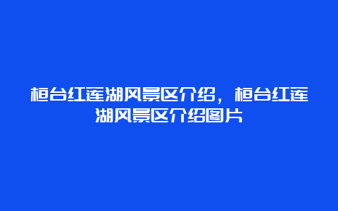 桓台红莲湖风景区介绍，桓台红莲湖风景区介绍图片