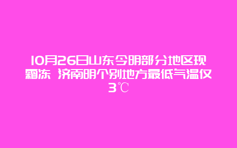 10月26日山东今明部分地区现霜冻 济南明个别地方最低气温仅3℃