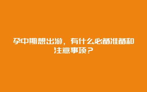 孕中期想出游，有什么必备准备和注意事项？