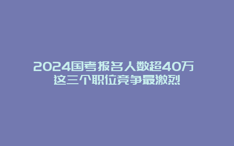 2024国考报名人数超40万 这三个职位竞争最激烈