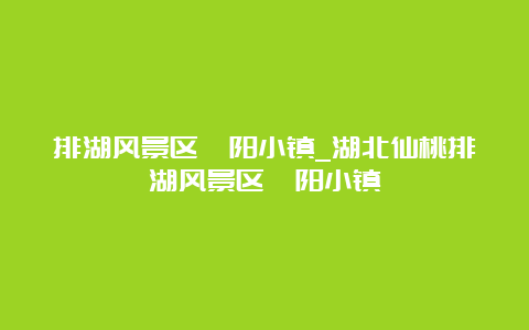 排湖风景区沔阳小镇_湖北仙桃排湖风景区沔阳小镇