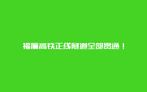 福厦高铁正线隧道全部贯通！