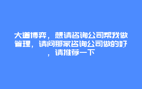 大道博弈，想请咨询公司帮我做管理，请问那家咨询公司做的好，请推荐一下