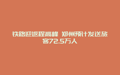 铁路迎返程高峰 郑州预计发送旅客72.5万人