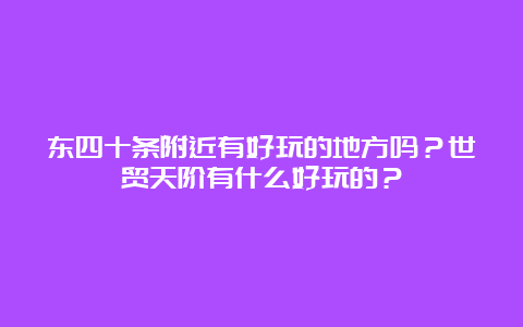 东四十条附近有好玩的地方吗？世贸天阶有什么好玩的？