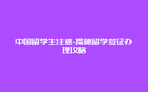 中国留学生注意-揭秘留学签证办理攻略