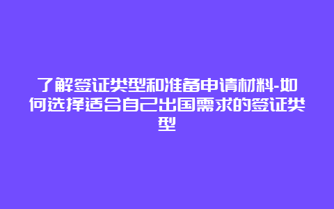 了解签证类型和准备申请材料-如何选择适合自己出国需求的签证类型