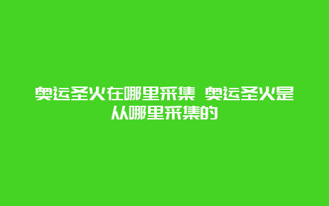 奥运圣火在哪里采集 奥运圣火是从哪里采集的