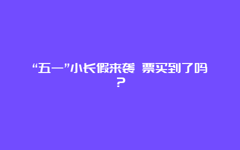 “五一”小长假来袭 票买到了吗？